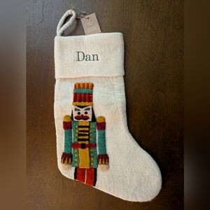 Cream Holiday Nutcracker Stocking, NWT
